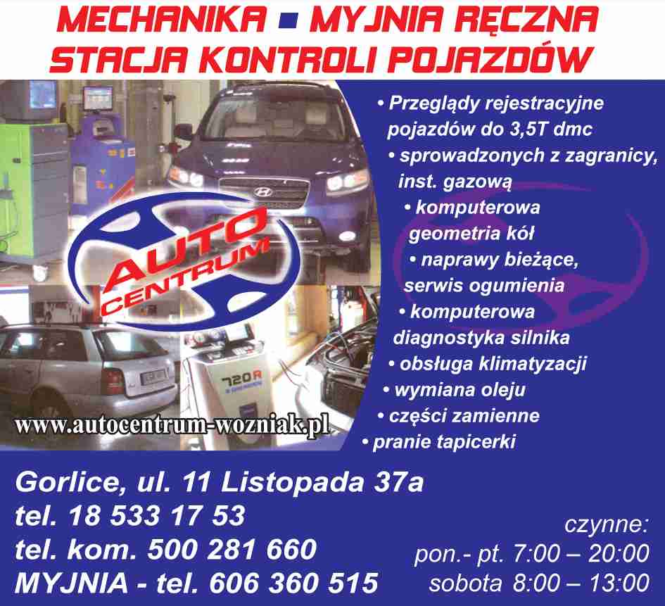 "AUTO-CENTRUM" Adam Woźniak - opony GORLICE klimatyzacja samochodowa GORLICE